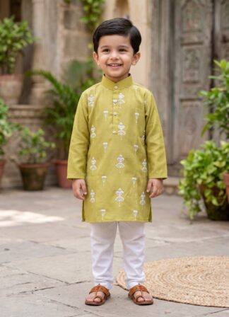 Green petal ethnic kurta pyjama set