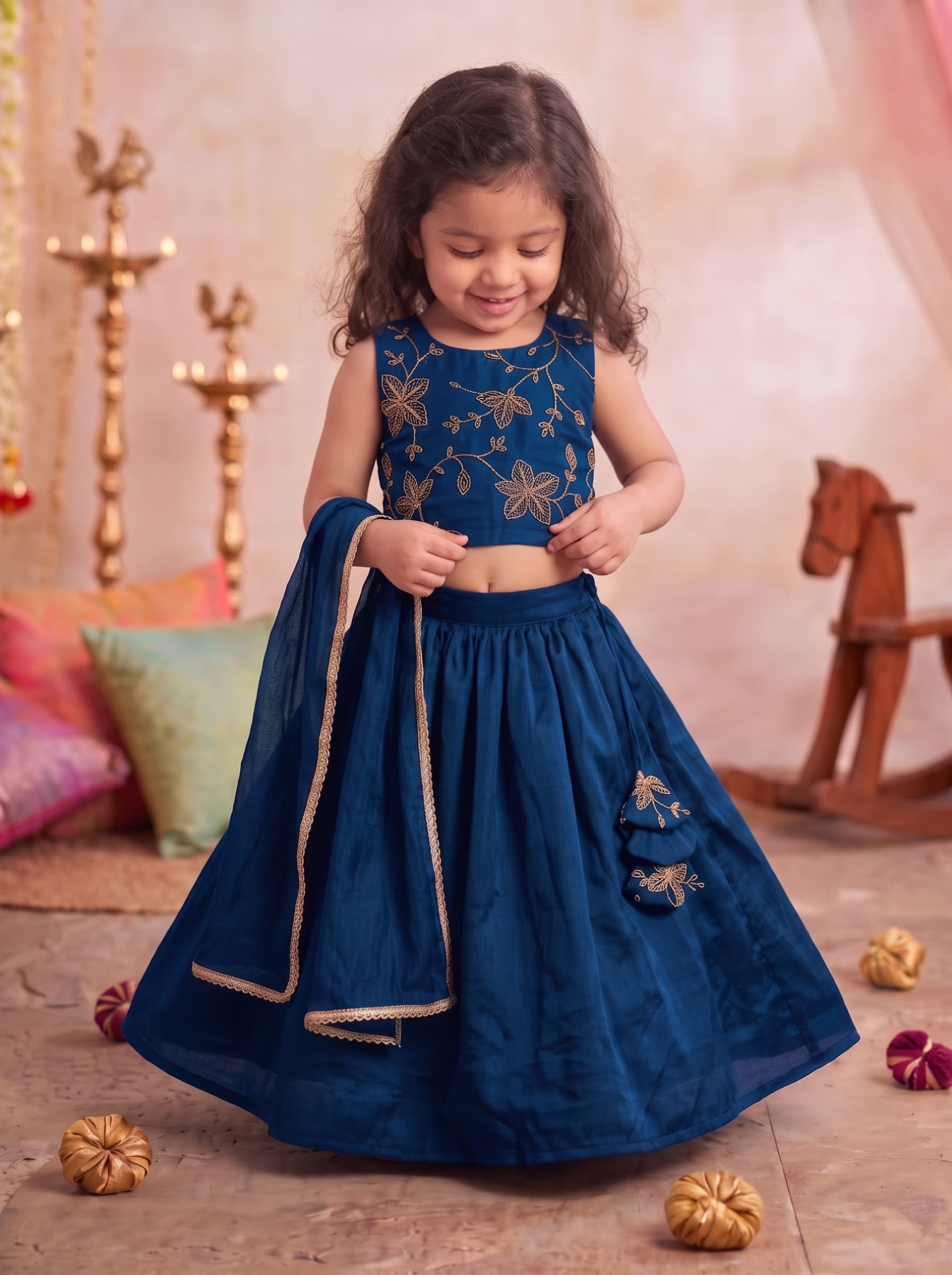 Royal blue festive lehenga set - Image 2