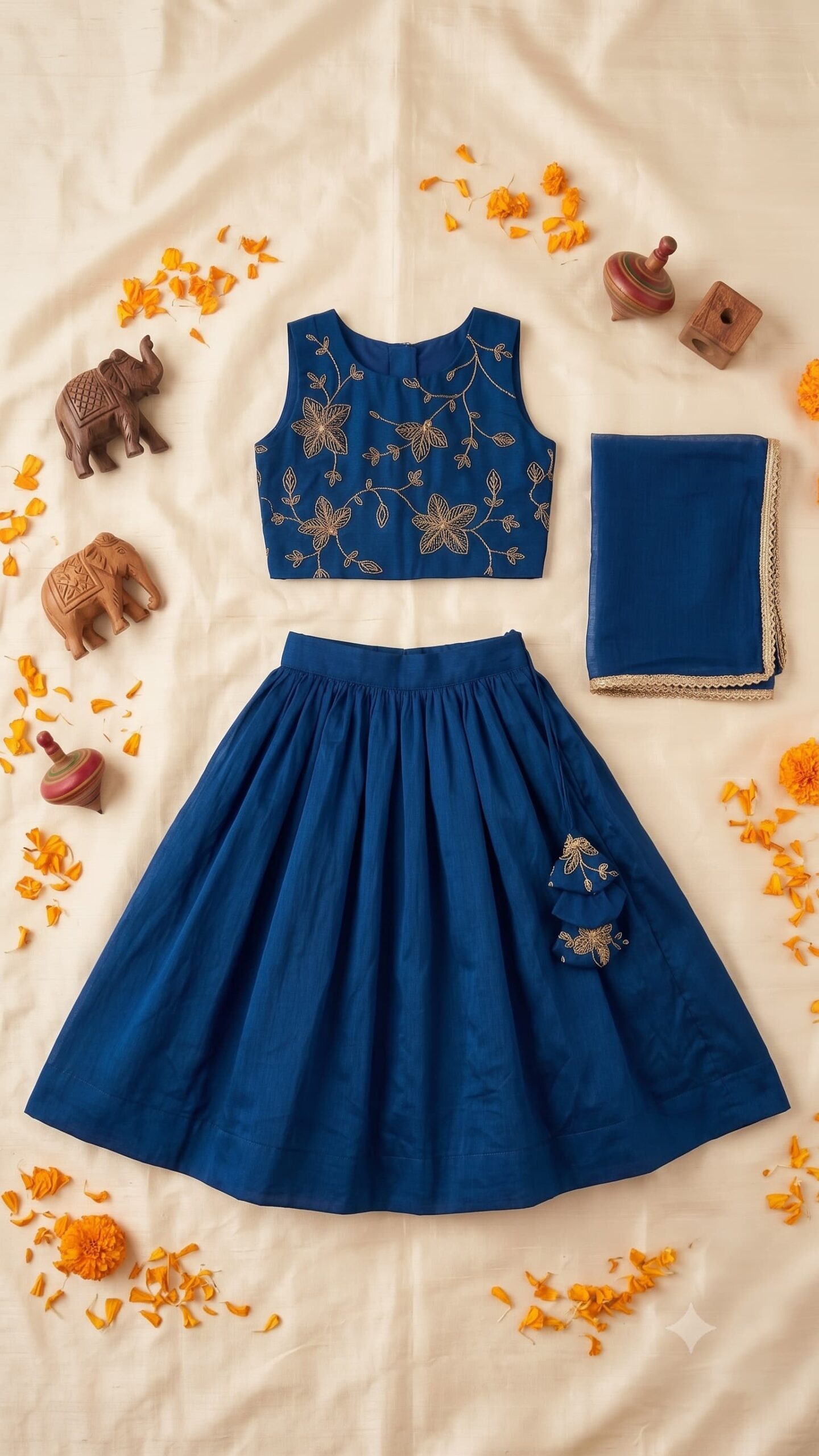 Royal blue festive lehenga set - Image 3